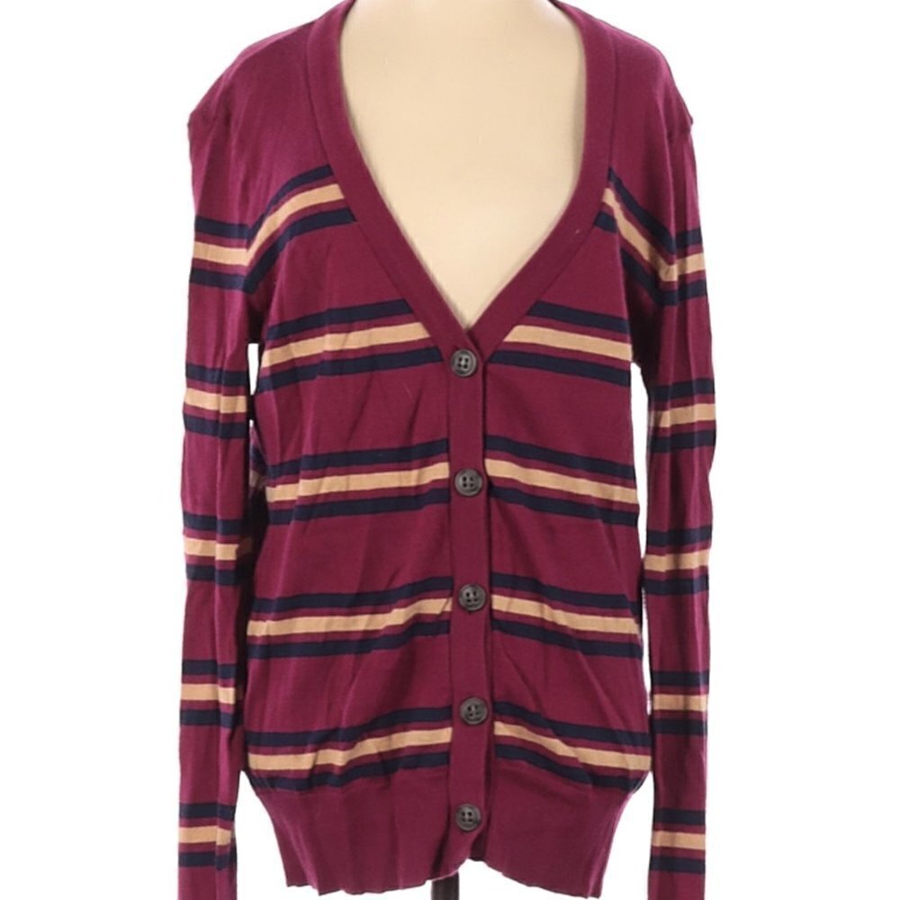 BDG x Urban Outfitters Burgundy Striped Cardigan Size S